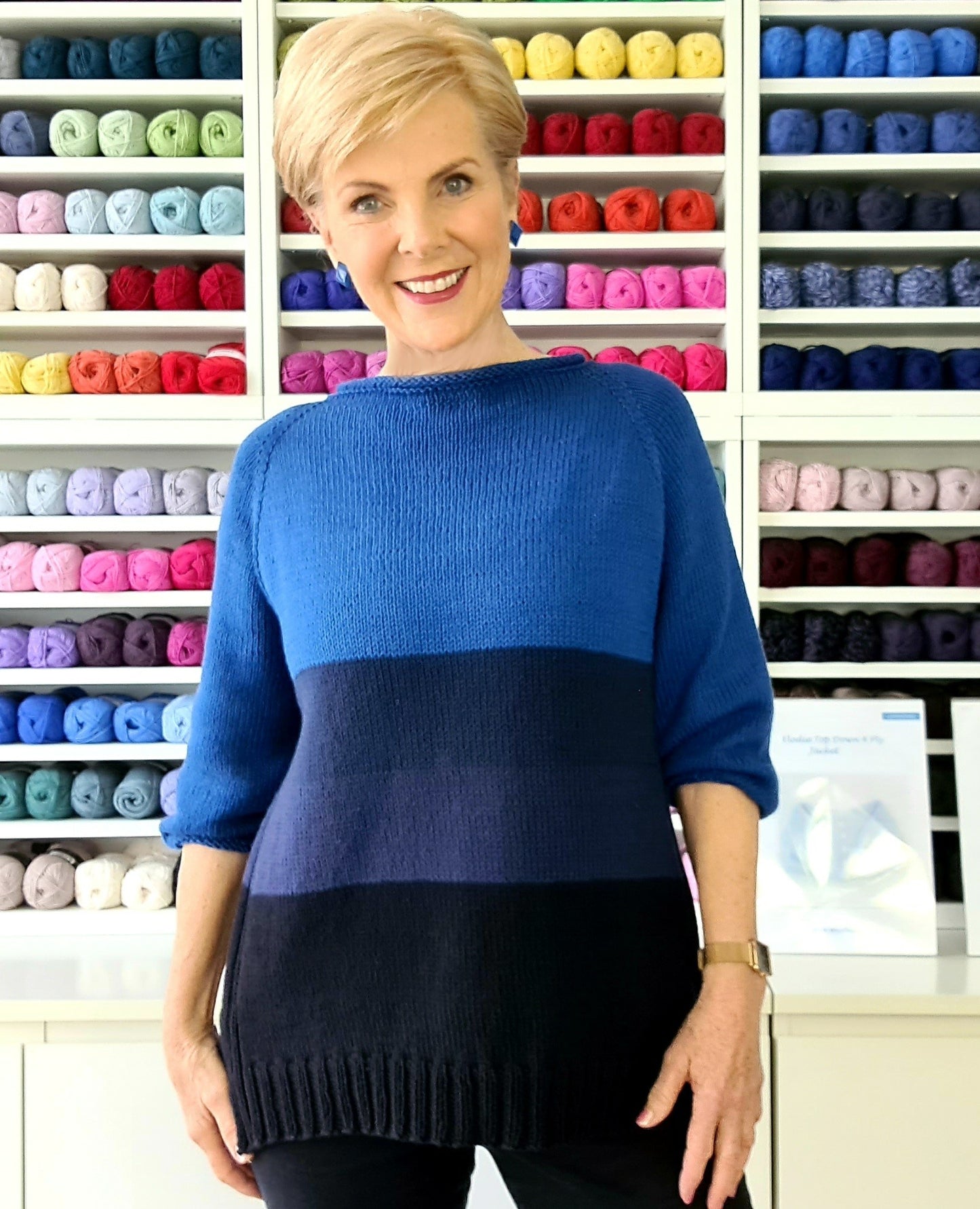 Top-Down Rolled Boat Neck Sweater