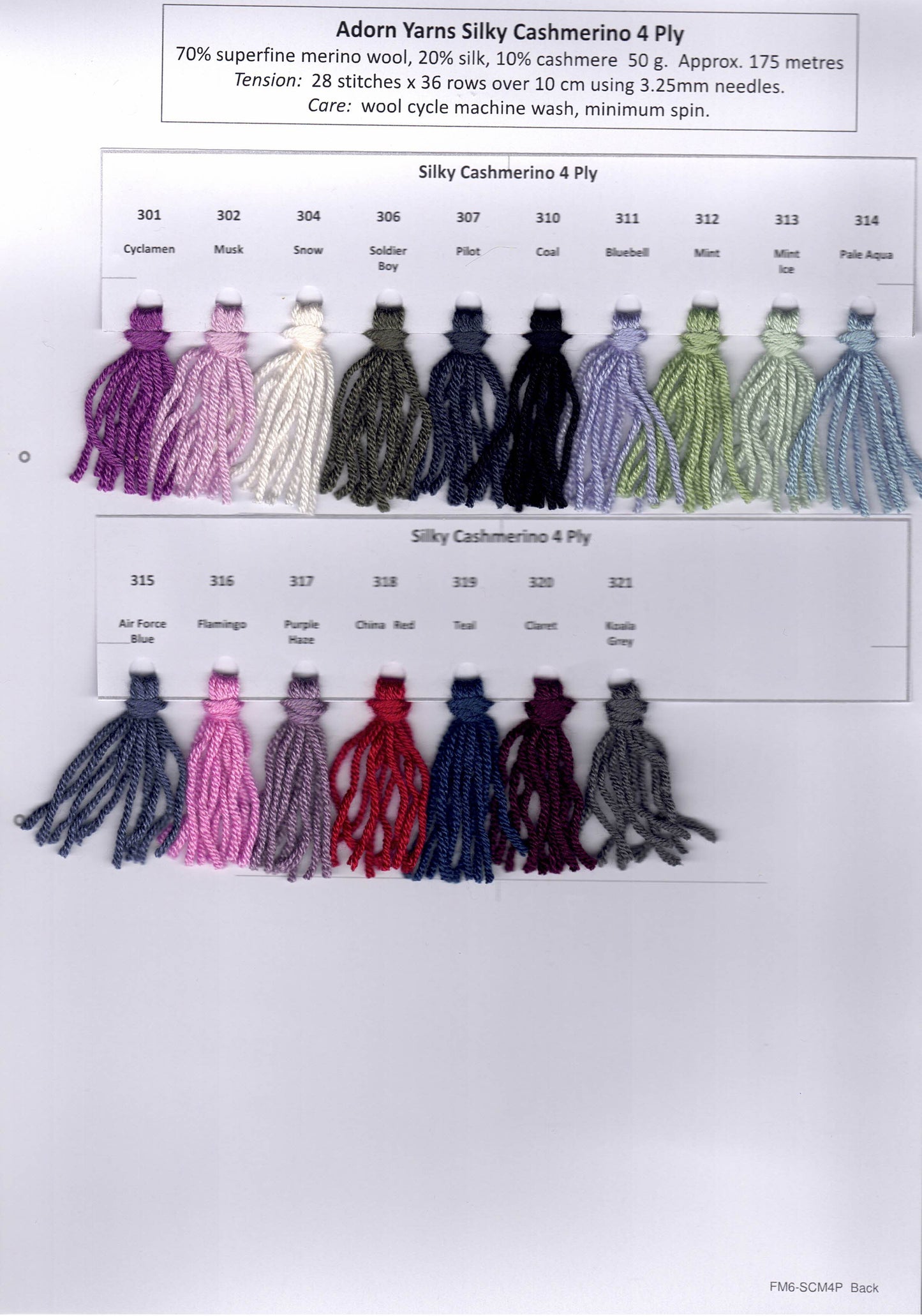 Adorn Yarns Shade Cards