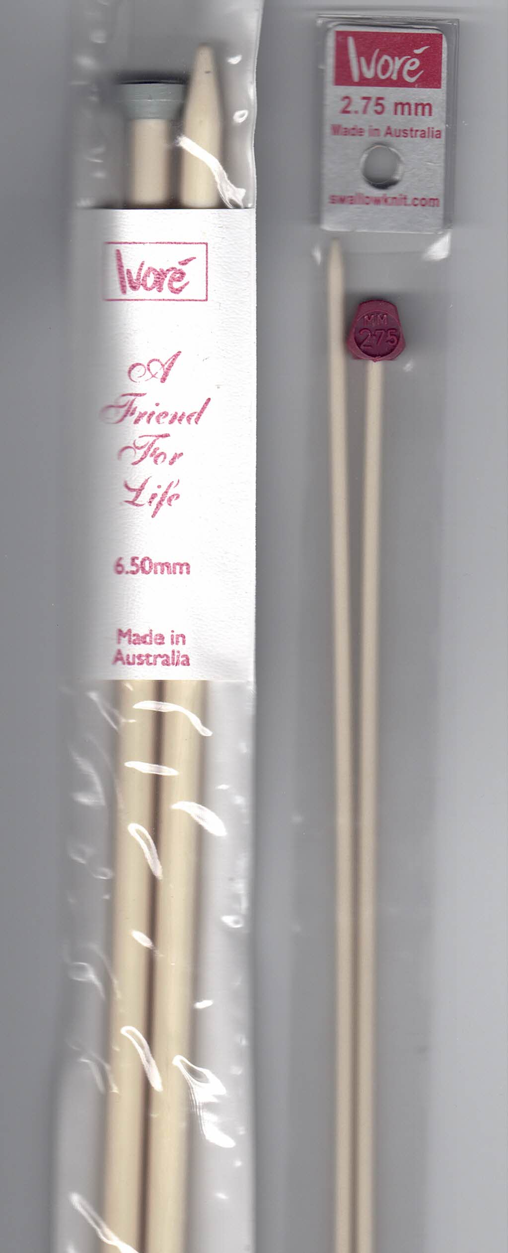 Ivore Straight Knitting Needles 30cm