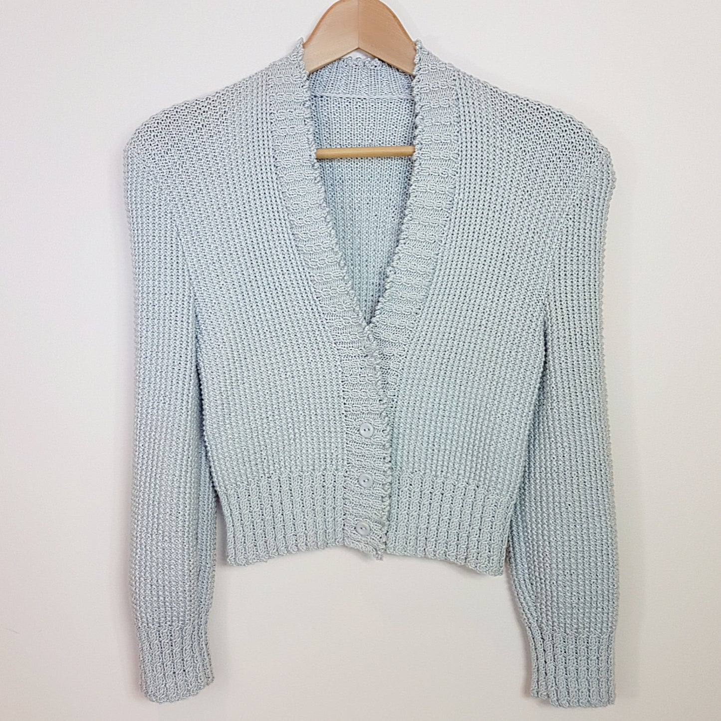 Cropped Twisted Rib Cardigan with 3/4 Sleeves