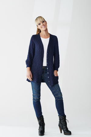 Basketweave Cardigan with Pockets and 3/4 Sleeves