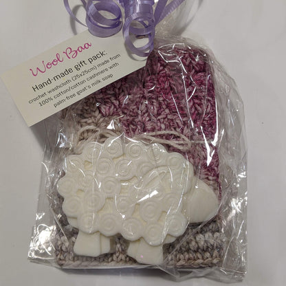 Crochet washcloth and Sheep Soap gift pack