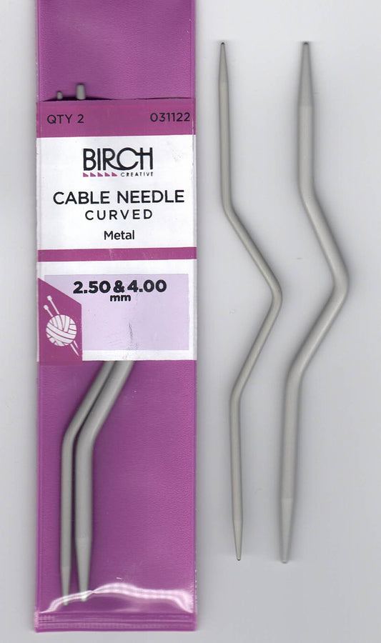 Birch Cable Needle - Curved 2.5mm & 4mm (Accessories)